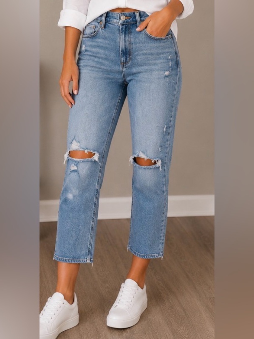 PAIGE Jeans Cindy Crop Bazaar Destructed Distressed Straight Vintage Boyfriend